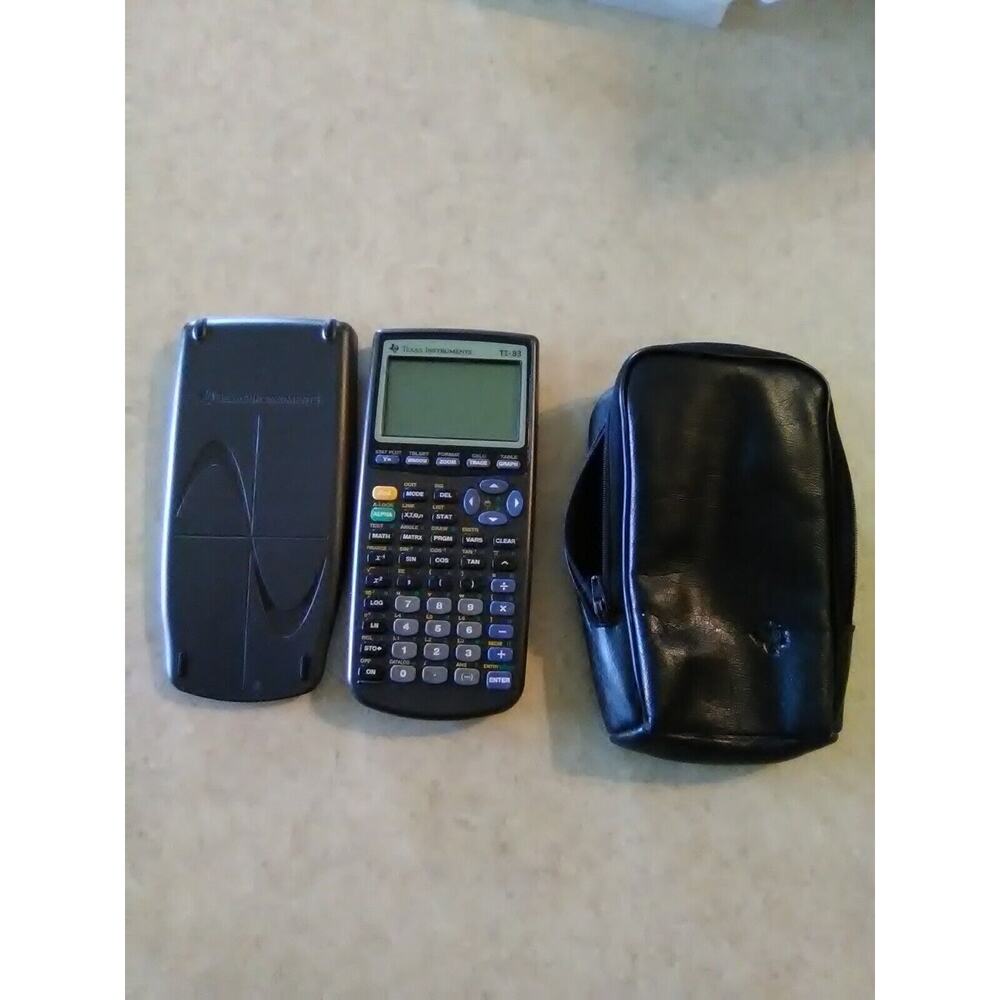 Texas Instruments TI-83 Graphing Calculator Black With Cover and a Zipper Case
